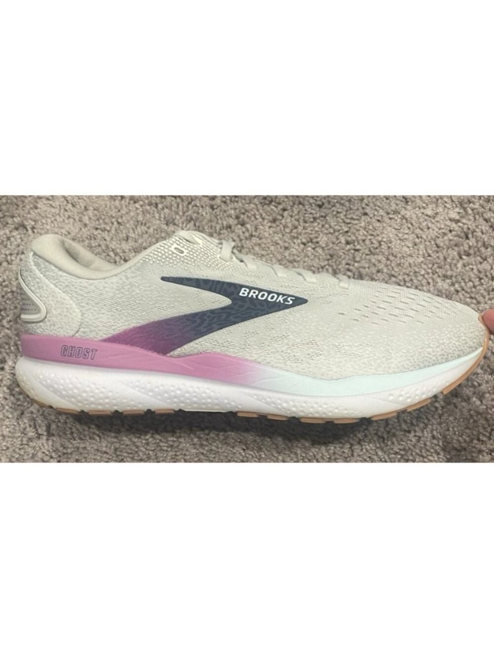 BROOKS Ghost 16 Running Shoes White Grey Estate Blue Size 11.5 B Women's